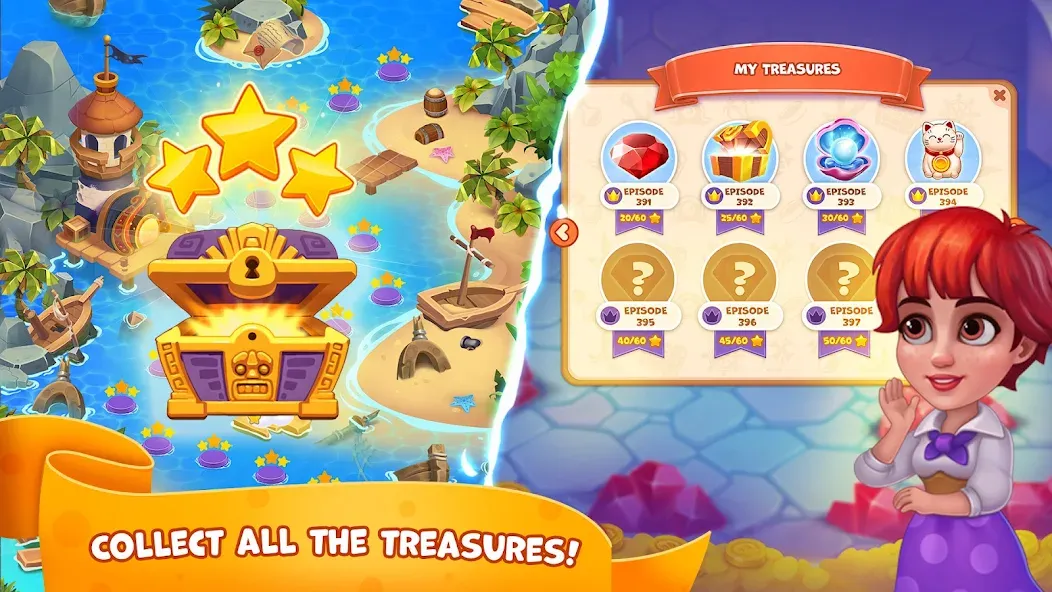 Скачать Pirate Treasures: Jewel & Gems взлом на бесконечные деньги + мод меню screen 4