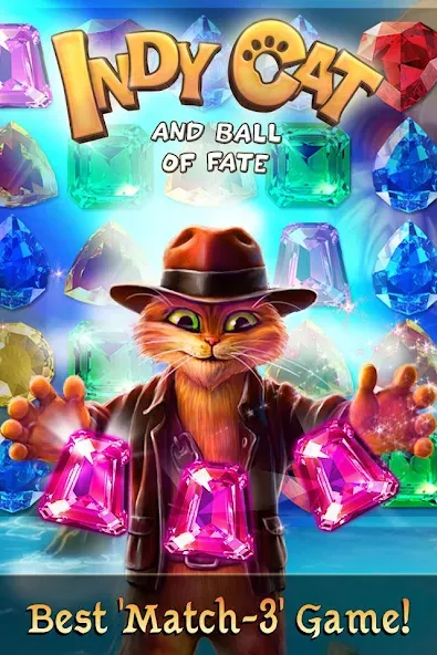 Скачать Indy Cat: Match 3 Adventure взлом на бесконечные деньги + мод меню screen 1