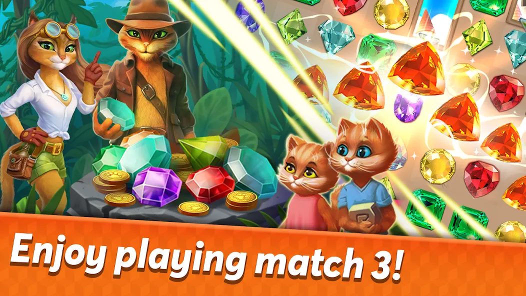 Скачать Indy Cat 2: Match 3 game взлом на бесконечные деньги + мод меню screen 1