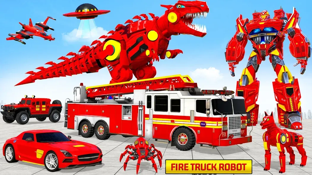 Скачать Fire Truck Robot Car Game взлом на бесконечные деньги + мод меню screen 2