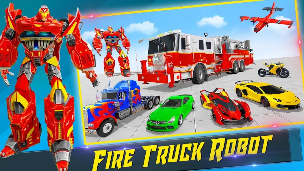 Скачать Fire Truck Robot Car Game взлом на бесконечные деньги + мод меню screen 4