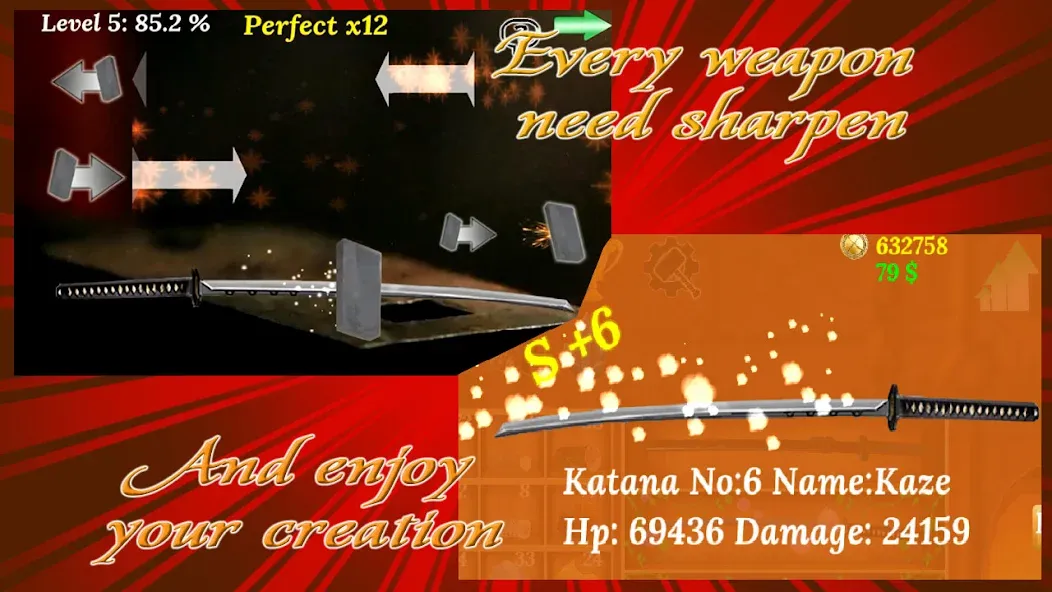 Скачать Katana Collection : blacksmith взлом на бесконечные деньги + мод меню screen 4