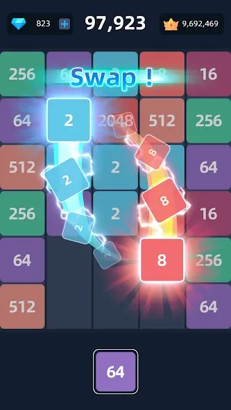 Скачать 2048™ Merge Block Puzzle (Слияние блочных головоломок) взлом на бесконечные деньги + мод меню screen 2