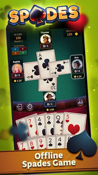 Скачать Spades — Offline Card Games (Спейдс) взлом на бесконечные деньги + мод меню screen 1