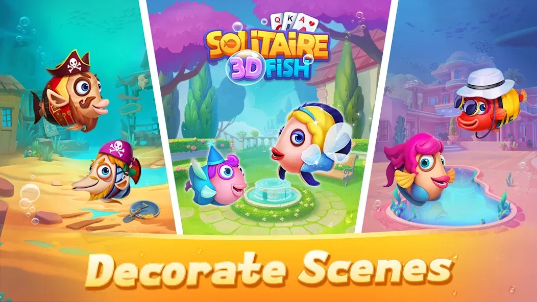 Скачать Solitaire 3D Fish взлом на бесконечные деньги + мод меню screen 2