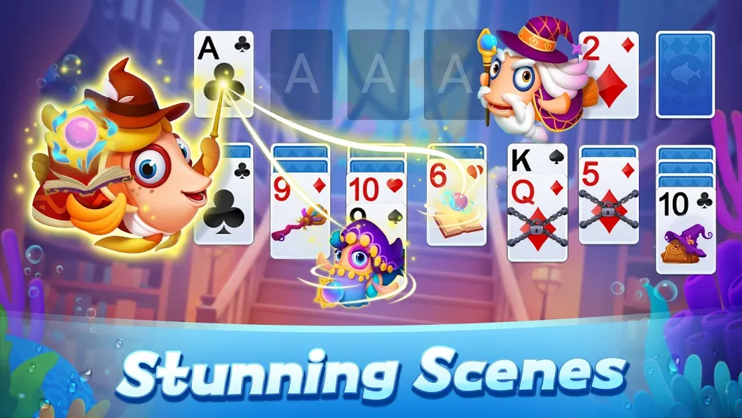 Скачать Solitaire 3D Fish взлом на бесконечные деньги + мод меню screen 3