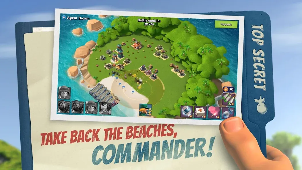 Скачать Boom Beach (Бум Бич) взлом на бесконечные деньги + мод меню screen 1