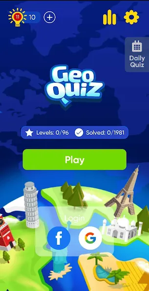 Скачать Geo Quiz: World Geo Trivia (Джио Квиз) взлом на бесконечные деньги + мод меню screen 1