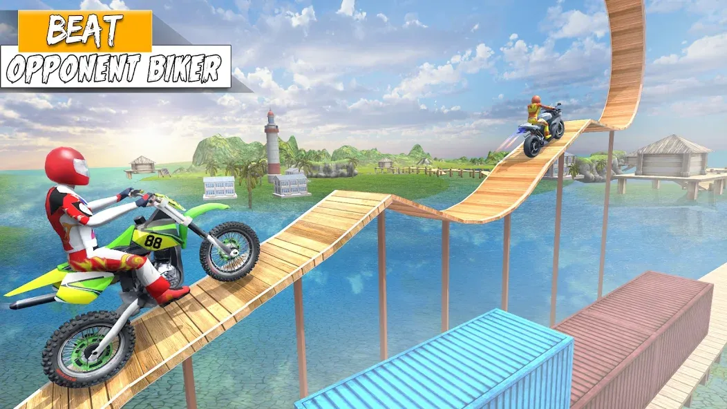 Скачать Bike Stunt Games Stunt Bike 3D (Байк стант рэмп игра Байк Джамп) взлом на бесконечные деньги + мод меню screen 5