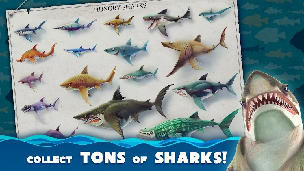 Скачать Hungry Shark World (Хангри Шарк Ворлд) взлом на бесконечные деньги + мод меню screen 2