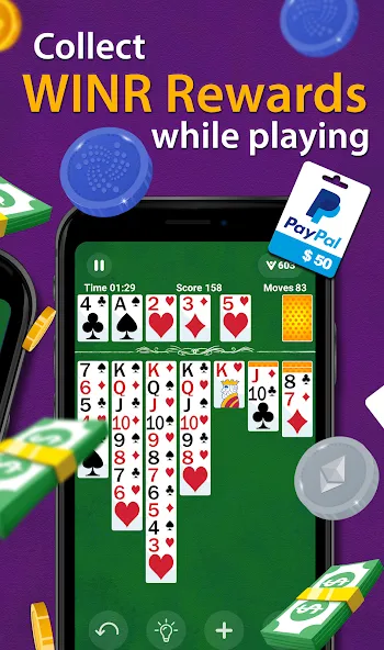 Скачать Solitaire — Make Money взлом на бесконечные деньги + мод меню screen 2