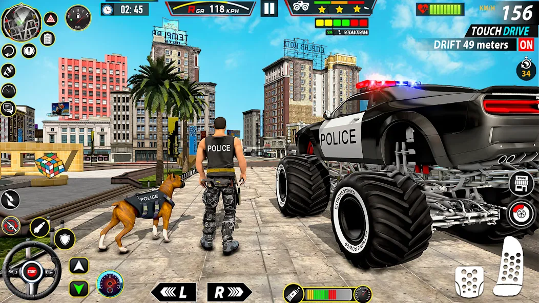 Скачать Police Monster Truck Car Games взлом на бесконечные деньги + мод меню screen 1