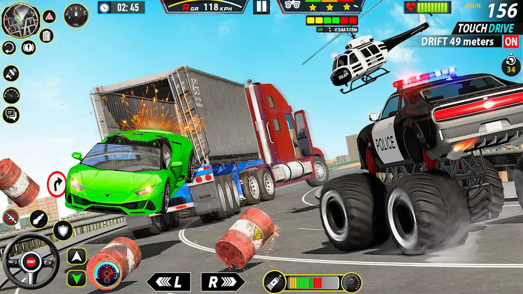 Скачать Police Monster Truck Car Games взлом на бесконечные деньги + мод меню screen 2