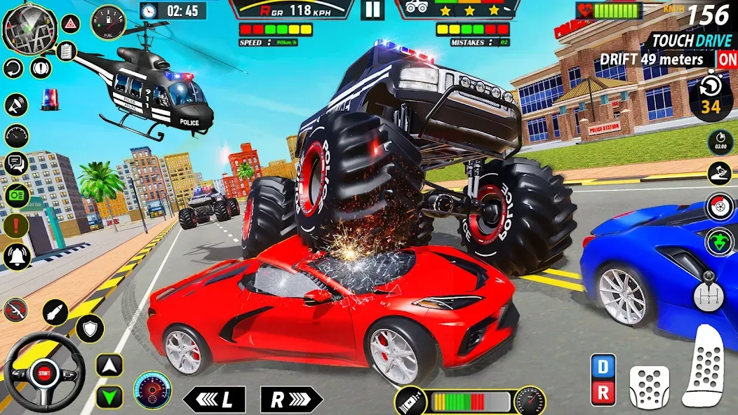 Скачать Police Monster Truck Car Games взлом на бесконечные деньги + мод меню screen 5