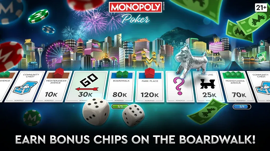 Скачать MONOPOLY Poker — Texas Holdem (МОНОПОЛИЯ Покер) взлом на бесконечные деньги + мод меню screen 1