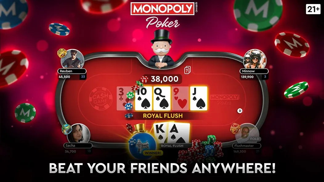 Скачать MONOPOLY Poker — Texas Holdem (МОНОПОЛИЯ Покер) взлом на бесконечные деньги + мод меню screen 3