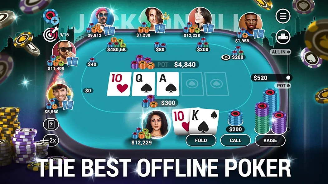 Скачать Poker World, Offline TX Holdem (Покер Ворлд) взлом на бесконечные деньги + мод меню screen 1