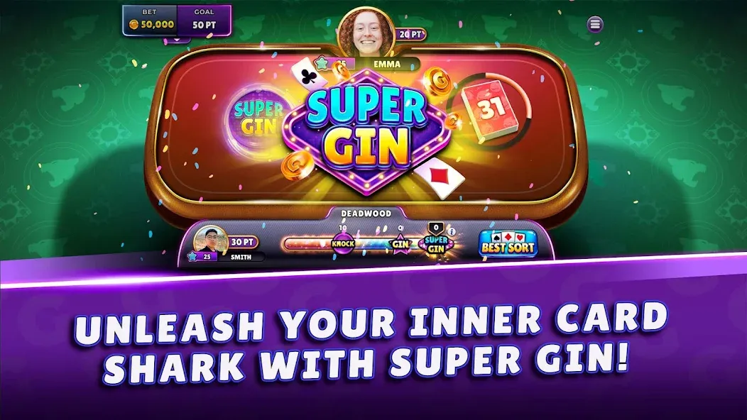 Скачать Gin Rummy Super — Card Game (Джин Рамми Супер) взлом на бесконечные деньги + мод меню screen 1