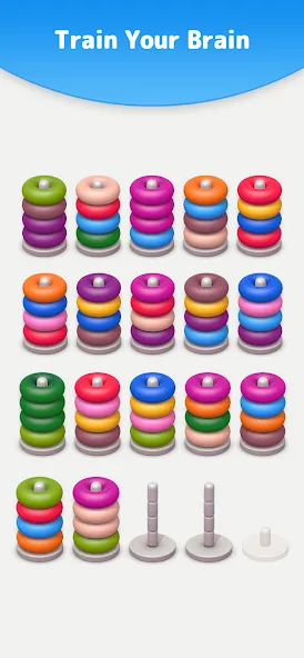 Скачать Color Sort 3D — Hoop Stack взлом на бесконечные деньги + мод меню screen 5