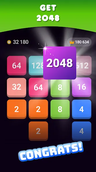 Скачать 2048: Puzzle Game! Merge Block (Две тысячи сорок восемь) взлом на бесконечные деньги + мод меню screen 2