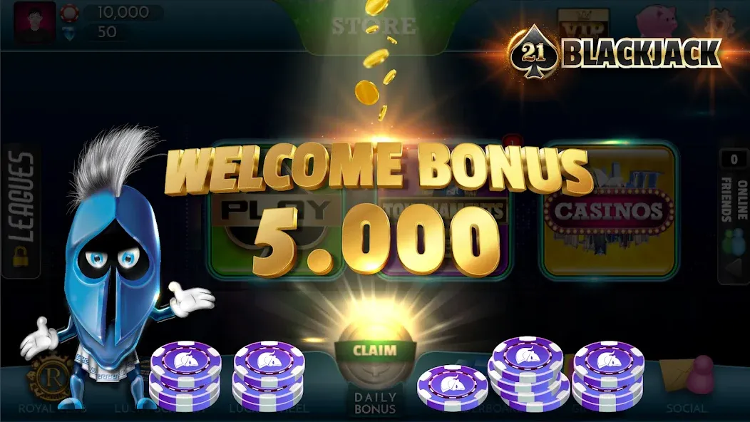 Скачать BlackJack 21 — Online Casino взлом на бесконечные деньги + мод меню screen 3