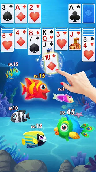 Скачать Solitaire Fish взлом на бесконечные деньги + мод меню screen 2