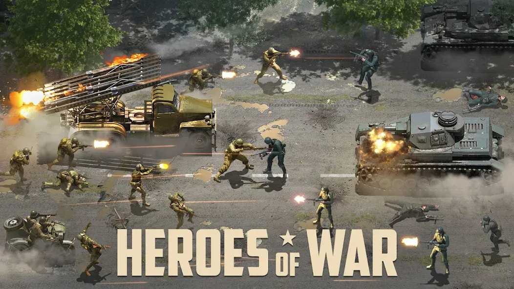 Скачать Heroes of War: Idle army game (Герои войны) взлом на бесконечные деньги + мод меню screen 1