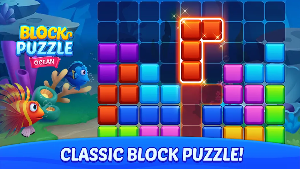 Скачать Block Puzzle Ocean взлом на бесконечные деньги + мод меню screen 1