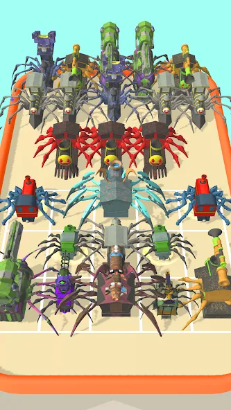 Скачать Merge Spider Train взлом на бесконечные деньги + мод меню screen 2