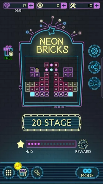 Скачать Neon bricks взлом на бесконечные деньги + мод меню screen 1