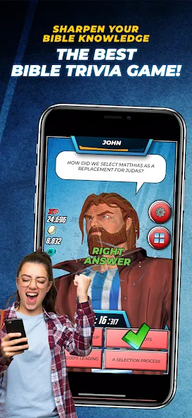 Скачать Bible Trivia Game: Heroes (Библейская игра викторина) взлом на бесконечные деньги + мод меню screen 1