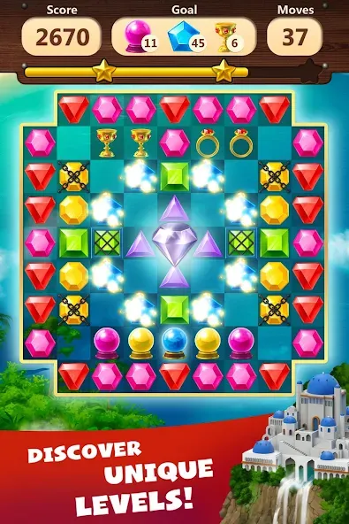 Скачать Jewels Planet — Match 3 Puzzle взлом на бесконечные деньги + мод меню screen 3