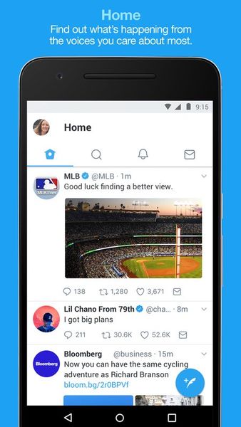 Скачать Твиттер на Андроид — Официальный клиент screen 1
