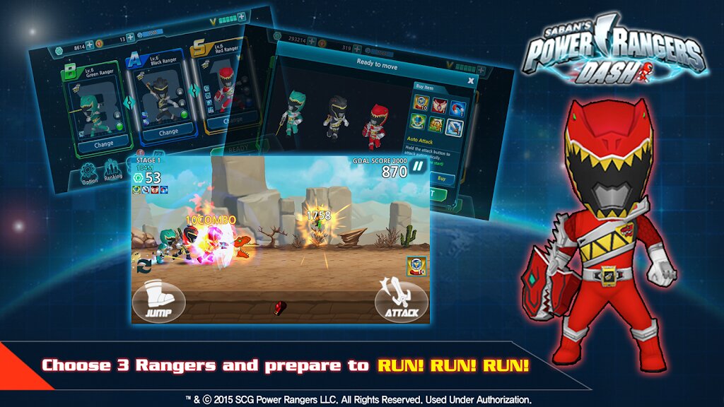 Скачать Power Rangers Dash на Андроид — Мод (Много денег) screen 2